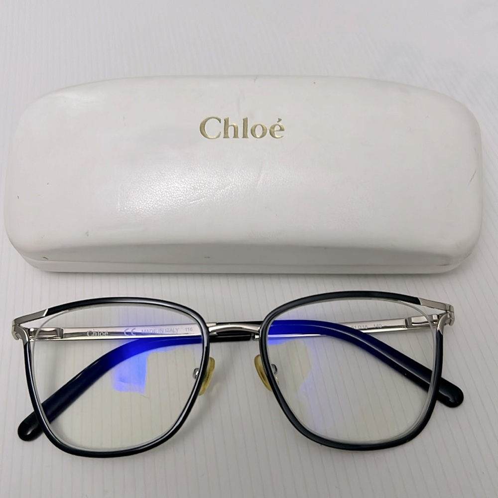 Chloe Eyeglasses Frames CE2129 752 Black Silver Square Semi Rim 51-18-140